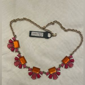 Premier Designs Garden Party Statement necklace Pink Orange jewels gold